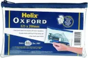 Helix Oxford 8 inch Clear Exam Style Pencil Case Navy Trim 125x200mm