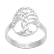 Sterling Silver Ring Oval Wicca Celtic Hollow-Out Tree Of Life Band - Silverly