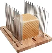 Bread Slicer, Stainless Steel Bread Slicer for Homemade Bread,Adjustable Bread Slicing Guide, Foldable and Compact Cutting Guide, Durable and Stable Wooden Structure for Bread Loaf Slicer