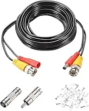 uxcell BNC Video Power Cable,3m/10ft All-in-One Security Camera Wire Cord DC Extension Wire for CCTV Security DVR Camera System Installation Plug & Play Cord,1 Set Black