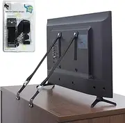 The Baby Lodge TV and Furniture Anti Tip Straps - Safety Furniture Wall Anchors for Baby Proofing Flat Screen TV Dresser Bookcase Cabinets and More - All Metal No Plastic Parts (2 Pack Black)