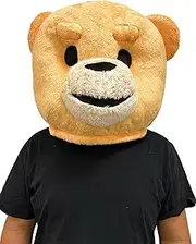 Teddy Bear Costume Bear Mascot Head Plush Animal Mask Adult Halloween Dress Orange, Orange, One Size