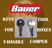 BAUER K149 SET OF 2 KEYS LEER T-HANDLE TRUCK TOPPER CAMPER REPLACEMENT KEY