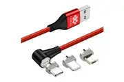 TEGAL E360 Sideway Magnetic Fast Charging Cable Red 3 in 1 2m