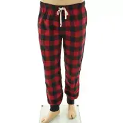 SONOMA Men's LARGE Banded Bottom BLACK & RED BUFFALO CHECK Flannel SLEEP PANTS