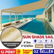 420D Heavy Duty Waterproof Sun Shade Sail Square Rectangle Triangle 98% UV Block