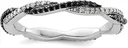 2.25mm 925 Sterling Silver Prong set Stackable Expressions Polished Black White Diamond Ring USA Size 5 Jewelry for Women