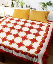 Patchwork Star variation FINISHED QUILT - Large size & Great borders - Very Nice