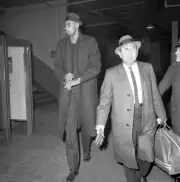 Wilt Chamberlain Philadelphia Warriors walks unidentified doctor a- Old Photo