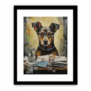 Dog Reading Newspaper Framed print Art Poster