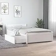 vidaXL Single Size Bed Frame with Drawers - Solid Pine Wood, White, 92x187 cm, Timeless Design with Ample Storage Space, Bedroom Furniture