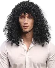 WIG ME UP - 70474-P103 Women's/Men's Wig Carnival Long Curls Mane Rocker Metal Singer Proll Football Player 80s Black