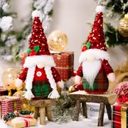 2Pcs Christmas Gnomes Decorations Sequins Hat Fluffy Gnomes Faceless Doll Rudolf Doll Christmas Dwarf Ornaments