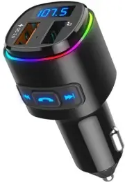 Upgraded V5.0 Bluetooth FM Transmitter for Car, QC3.0 Charge & 7 RGB Color LE...