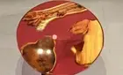 Round Wood Table With Resin, Epoxy Table, Red Epoxy Table, Coffee Table Decors