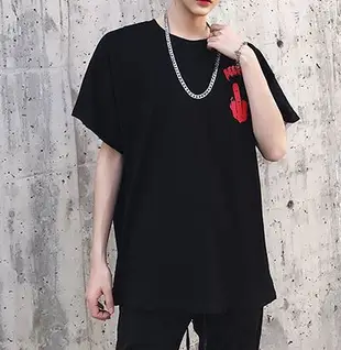 FINDSENSE H1夏季 新款 韓國 街頭 嘻哈 原宿 拼色個性圖案印花 時尚 寬鬆 個性短袖 半袖T恤 潮男上衣