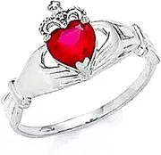 [JewelryWeb] 14k Solid Gold Love Heart Red Irish Claddagh Celtic Trinity Knot Ring Size 7.0 Statement-Ring for Women