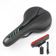 Mountain Bike Cushion with Light Bike Saddle Thicken Silicone Rear Lights Bike Seat Black green +2213 tail light_270*144mm