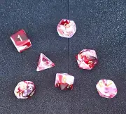 2 Sets of Dungeons And Dragons D&D 7 Piece Set Of Dice - Red & White Poly - DND