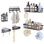 6Pcs Shower Caddy Adhesive Shower Organizer for Bathroom Storage and Kitchen