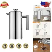 Stylish Double-Wall French Press - 1500ml Coffee Maker for Travel & Home Brews