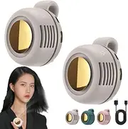 Portable Silent Mini Bladeless Clip on Fan for Shirt, Small Personal Fan Clip on, 3 Speeds Rechargeable Hands-Free Electric Neck Whirlwind Fans for Waist Clips, Type-c(White 2pcs)