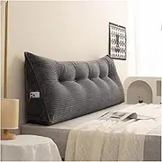 Headboard Wedge Pillow,New Corduroy Bed Wedge Pillow for Headboard,Versatile Triangle Cushion Reading Support Pillow with Removable Cover,Soft and Supportive(Dark Gray,180 * 50 * 20cm)