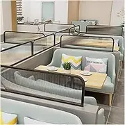 Hanging Room Divider, Hanging Room Divider Dividers for Dining Areas,Ironwork Restaurant Striped Glass Decorative Partitions Grille,Semi-Privacy Bar 30cm Low Fence Desk Divider