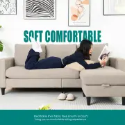 Advwin 3 Seater Sofa Lounge Set Beige