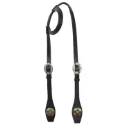 HS Hilason Horse Genuine Leather One Ear Headstall Bridle GS Concho Black