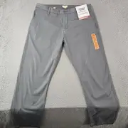 Dockers Washed Khaki Pant Mens 34x30 Grey Slim Tapered Chinos Cotton Stretch