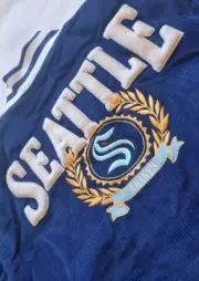Seattle Kraken Mitchell & Ness Corduroy Varsity OG Sherpa Lined Jacket Sz M