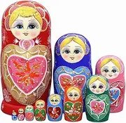 Nesting Dolls Russian Nesting Dolls,10-Piece Traditional Handmade Matryoshka,Creative Wooden Nesting Dolls,for Home Office Decoration Gifts Cute and Fun Gift (Color : A)