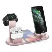Wireless Charger Dock 3 in 1 Charging Station Wireless Charger Stand for Apple iPhone Watch -Rose gold