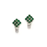 Sterling Silver Diamond u0026 Tsavorite Garnet Square Post Earrings