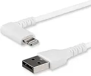 StarTech.com RUSBLTMM2MWR Durable Angled Lightning to USB Cable, 2 Meter, White