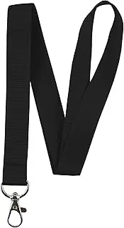 Black Fabric Lanyard Name Tag ID Badge Card Key Holder Metal Clip Ring Case Pocket Neck Strap