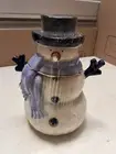 NEW 2005 TARGET HOME WINTER FROST SNOWMAN COOKIE JAR Blue Scarf HAT Spatter