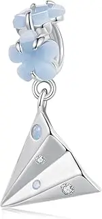 [Teleye] Paper Plane Pendant Charm 925 Sterling Silver Charm Fits For Pandora Bracelet Necklace,BSC1027, Cubic Zirconia, Created Cubic Zirconia
