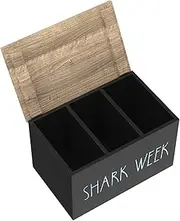 JEJUWE Tampon Holder for Bathroom with Lid Fashionable Wood Tampon Storage Box Girl Stuff Case with Compartments Solid Shark Week Period Box for Women