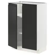 METOD base cabinet with shelves/2 doors, white/Upplöv matt anthracite, 60x37x80 cm