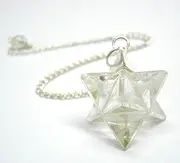 Beautiful Clear Quartz Merkaba Star Pendulum Men Women Gift Positive Energy Powerful Crystal Healing Gemstone Meditation Spiritual Wisdom Strength Dowsing