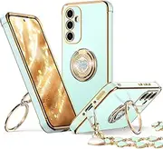 [XYZ] for Galaxy A54 5G Case with Stand, Samsung A54 5G Case with Double Ring, Women Girls Bling Luxury Protective Phone Case Heart for Samsung Galaxy A54 5G, Green