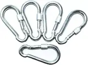 5 Pc 3.15" Spring Snap Keychain Clip Hook Carabiner Screw Lock Key Ring Hook wit