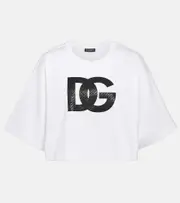 [Dolce & Gabbana] Dolce & Gabbana Logo cotton jersey T-shirt AU 14 white