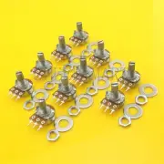 10 pcs B10K Ohm Linear Taper Rotary Potentiometer Pot 25mm Shaft 3 Pins