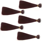 CLISPEED 5 Pcs Doll Mini Wig Half Doll Wig Hair Plucked Fake Styling Fairy Doll Hair for Crafts Product Hair Wig Hair Extensions Synthetic Brown Doll Pre Wigs Mini Wig for Dolls