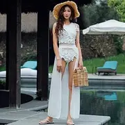 Female Swimwear One Piece Bath Suit Swimsuit for Women Summer Korea Handmade Applique Skirt Sexy Backless Solid Spandex