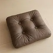 Square Solid Color Artificial Leather Seat Cushion Thicken Chair Pad Tatami Floor Pillow Cushion Meditation Floor Pillow (Brown)