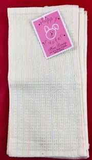 4 FINE LIVING KITCHEN DISH CLOTHS PALE YELLOW W/ PASTEL PINSTRIPES COTTON NEW